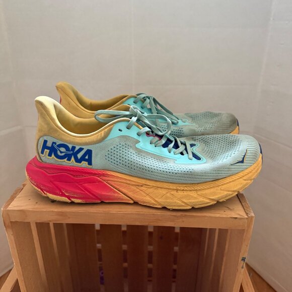 HOKA One One Size 12D Men's Cosmic Gray Tomato Arahi 7 Running Shoes Comfort - Picture 4 of 16